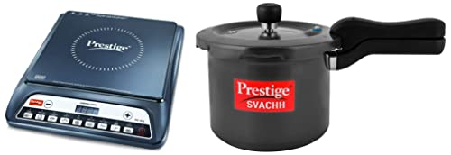 Prestige Svachh 3 Litre Aluminium Pressure Cooker With Hard Anodized Body (Black) & Prestige Pic 20 1600 Watt Induction Cooktop With Push Button (Black)