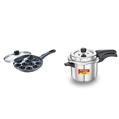 Prestige Svachh Deluxe Alpha Stainless Steel Paniyarakkal with Lid and Pressure Cooker