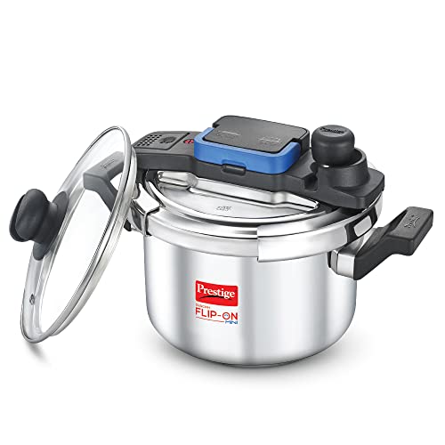 Prestige Svachh FLIP-ON Mini SS Pressure Cooker 18 cm-3 L with Glass Lid