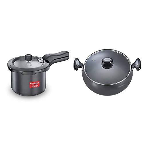 Prestige Svachh Induction Base Aluminium Pressure Cooker And Cookware Sauce Pan