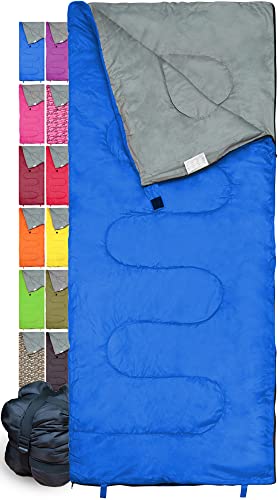 REVALCAMP REVALCAMP Lightweight Blue Sleeping Bag Indoor & Outdoor use. Great Kids, Youth & Adults. Ultralight Compact Bags are Perfect Hiking, Backpacking, Camping & Travel.