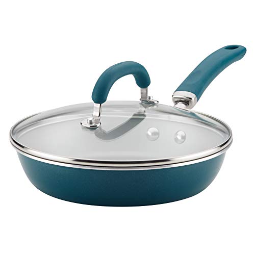 Rachael Ray 12011 Create Delicious Deep Nonstick Frying Pan/Fry Pan/Skillet with Lid - 9.5 Inch, Blue