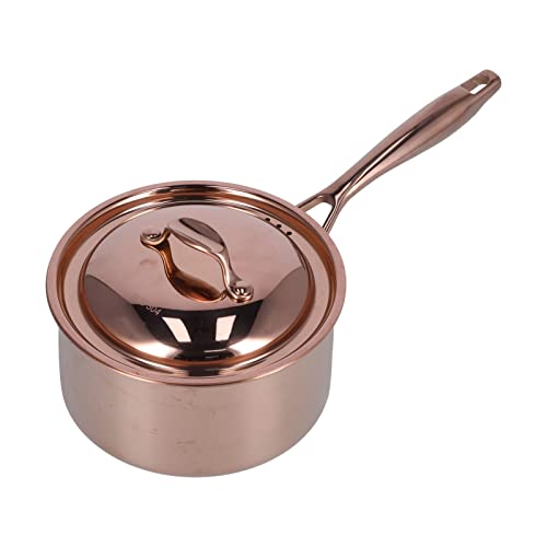 Sauce Pan, Classic Small Thicken Stainless Steel Sauce Pot Multipurpose Compact Home Kitchen Restaurant Cooking Milk Nonstick Saucepan Set with Lid for Induction, Gas, Electric Cookers(Rose Gold)