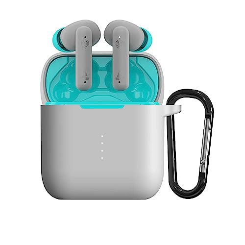 Sounce Earphone Case Cover Compatible with Boat Airdopes 141, Soft Silicone Skin Case Cover Shock-Absorbing Protective Case with Keychain[Front LED Visible] – Grey -(Case Cover Only)