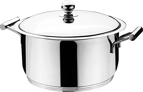 Stainless Steel Stockpot Stew Pot Casserole Soup Pot with Heat-Resistant Double Handle,Mirror Polished Stockpot 13.4 Quart with Lid,Professional Home Chef Grade Clad Pot for Induction Stovetop