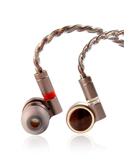 TINHIFI T4 Plus IEM, Metal in Ear Monitors Headphones, Wired Inner Earbuds Earphones with Removable Silver-Copper 3.5mm Plug Cable,10mm Magnetic CNT Driver, Wood Covering, for Audiophile, Singers