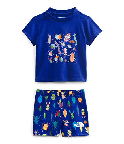 The North Face Infant Cotton Summer Set, Bolt Blue Critter Crawl Print, 12M