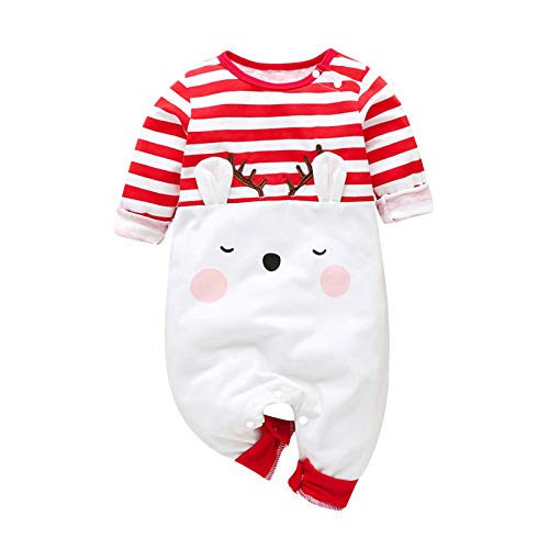 ToodiiIN Jumpsuit for Kids, Infant Baby Boys Girls Christmas Cartoon Deer Striped Romper Clothes