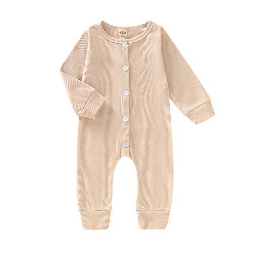 ToodiiIN Jumpsuit for Kids, Newborn Infant Baby Girl Boy Long Sleeve Solid Romper Clothes Outfits