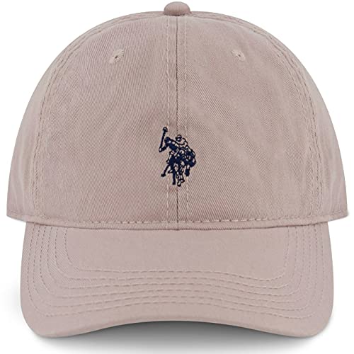 U.S. Polo Assn. mens U.s. Polo Assn. Washed Twill Cotton Adjustable Hat With Pony Logo and Curved Brim Baseball Cap, Light Grey, One Size US