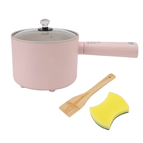 Ubersweet® Multifuncion Electric Pan, Non Stick Long Handle 220V Double Temperature Control Protection 1.8L Electric Hot Pot for Dorm (EU Plug)