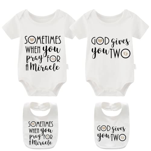 YSCULBUTOL Twin Bodysuit 2 Pack Baby Girls & Boys Perfect Fun Shower Gift Newborn Twins Outfit