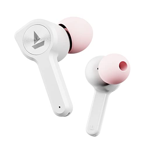 boAt Airdopes 408 True Wireless Earbuds with Upto 20H Playback, ASAP™ Charge, Advanced Touch Controls, Instant Voice Assistant, Bluetooth V5.0, & IPX4 Water Resistance(Rose Gold White)