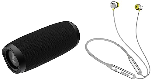 boAt Rockerz 330ANC Bluetooth in Ear Neckband with mic & Stone 620 Bluetooth Speaker with 12W RMS Stereo Sound, 10HRS Playtime, TWS Feature, IPX4, Multi-Compatibility Mode(Black)