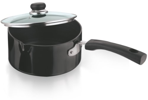 vinod cookware Sauce Pan with Lid, 2.3 litres, Black (HASPC-18)