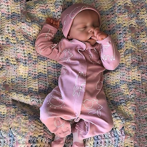 CHAREX Lifelike Reborn Baby Dolls - 18 inch Sleeping Realistic Newborn Baby Dolls, Soft Cloth Body Real Baby Girl with Feeding Toy for Kids Age 3 +