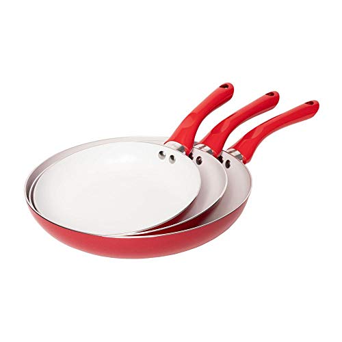 JEAN PATRIQUE Bio Supreme Ceramic Frying Pan 3 Piece Set - Red