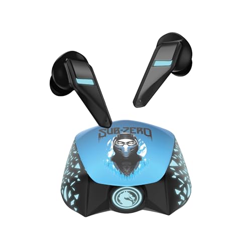 ONIKUMA GAMING T9 Subzero Mortal Kombat TWS Earbuds with Low Latency, Bluetooth 5.3, Type-C Charging, Light Weight, Wireless Charging Case, IPX4 Waterproof